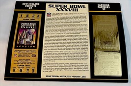 SUPER BOWL 38 PATRIOTS &amp; PANTHERS Willabee Ward 22KT GOLD TICKET XXXVIII - $10.04