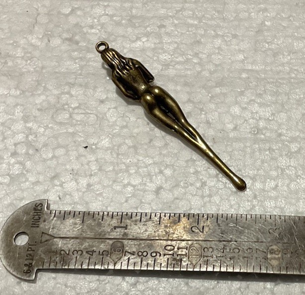 Nude Figural Woman Design Mini spoon Pendant 3” Bronze Heavy Detailed Piece Item image 6