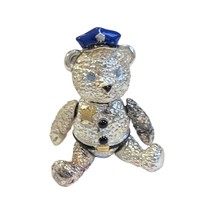 Vintage Napier Police officer Teddy Bear Pin Signed Moveable Limbs Silver Tone - £31.96 GBP