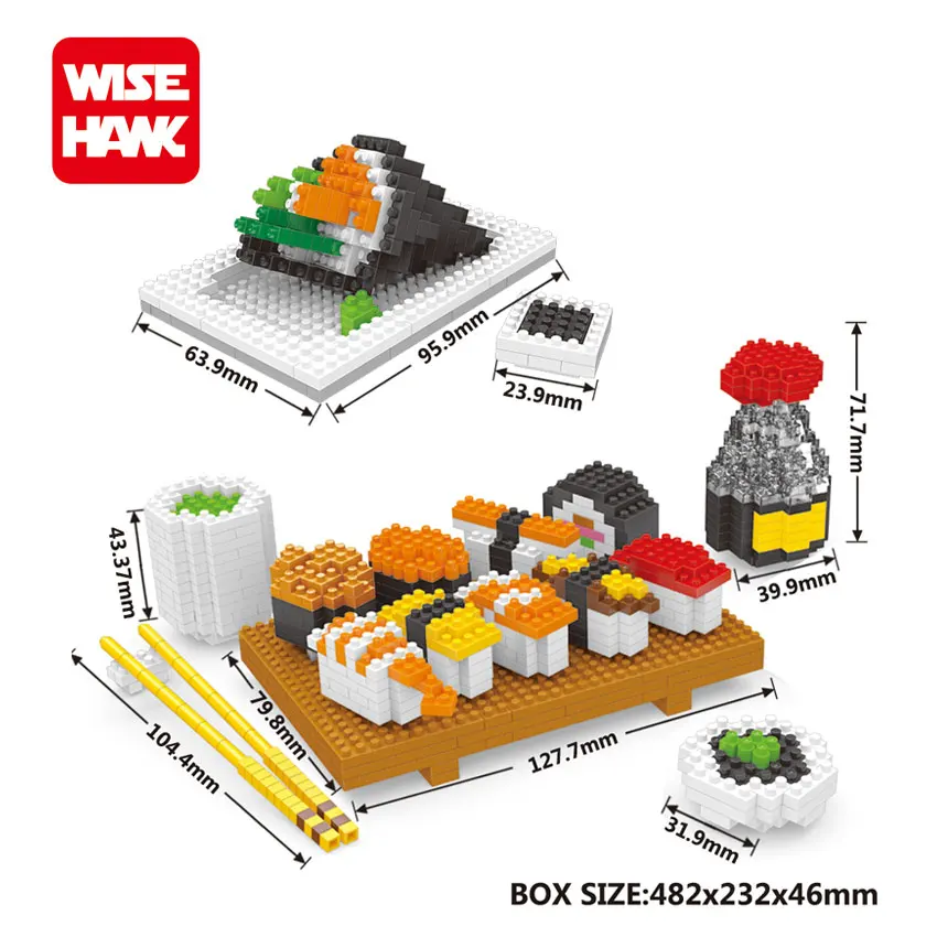 WiseHawk Hot Selling Delicious Sushi Food Mini Blocks Kids Toys 3D Assembly - £37.79 GBP+