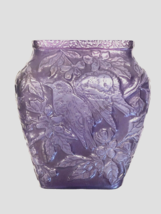 Consolidated CHICKADEE Bird Martele Vase Satin Amethyst 6 1/2&quot; Rectangul... - £62.06 GBP