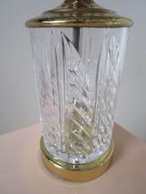 Mid Century Table Lamp Cut Crystal And Brass Beaded Shade 11&quot; Original - £96.97 GBP