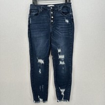 Kancan Jeans 15 31 High Rise Ankle Skinny Blue Denim Distress Grunge Button Fly - £18.01 GBP