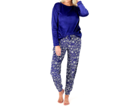 Cuddl Duds Ultra Plush Velvet Fleece Pajama Set- Blue Stars, Petite Small - £23.29 GBP