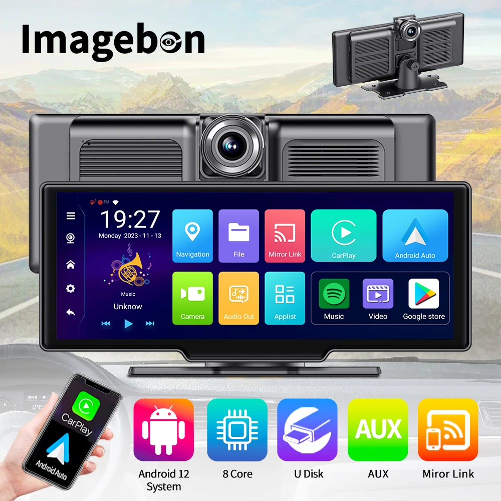 10.26&#39;&#39; 4G Android 12 Car DVR Wireless CarPlay Android Auto Dash Cam ADAS GPS - £165.37 GBP+
