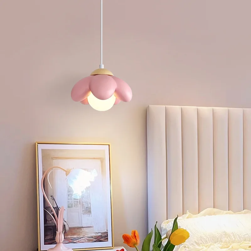 Modern Flower Pendant Light Pink Princess Room Lamp Minimalist Nordic Ch... - $61.69+