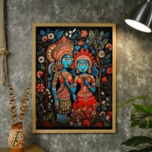 Sowpeace Canvas Wall art Serenity: Krishna &amp; Radha&#39;s Bliss wall decor, by chitra - £47.16 GBP