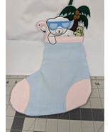 Christmas Stocking Blue Pink Polar Bear Palm Tree Flamingo Alligator - $24.95