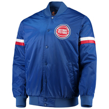 NBA Detroit Pistons vintage Blue Satin Bomber Letterman Baseball Varsity Jacket - £109.35 GBP