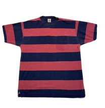 Vintage 90s World Island Striped Pocket Tshirt Heavyweight Faded Mens Me... - £10.80 GBP