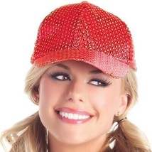 Sequin Baseball Hat Cap Dance Sparkle Shiny Dazzle Glam Costume Red BW0709 - £8.55 GBP