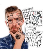 4 Sheets Cosplay Rapper-Inspired Temporary Tattoos – Face Tattoo Sticker... - $23.75