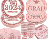 Pink Graduation Party Plates and Napkins, 121Pcs Rose Gold Graduation De... - £32.73 GBP