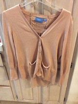 SimplyVera Wang WOMENS CARDIGAN BEIGE SWEATER - SIZE MP - BUTTON UP with... - $21.29