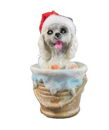 Poodle Dog w/Santa Hat in Bucket Christmas Ornament 4 x 2.5 Merry Brite - $9.00