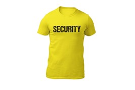 Security T-Shirt Front Back Print Mens Event Shirt Tee (Bright Yellow ) - £11.91 GBP+