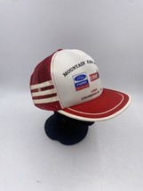Vintage 3 Stripe Red and White Trucker Hat Mountain Farm INTL Ford Case 1993 - £21.45 GBP