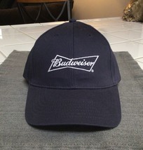 New Budweiser Beer Snapback Hat Blue White Logo Adjustable Baseball Cap ... - £15.07 GBP