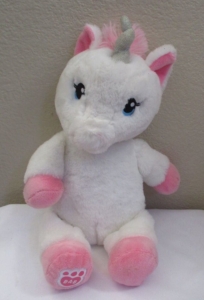 Build A Bear Workshop White &amp; Pink Unicorn Silver Twisted Horn - $12.61