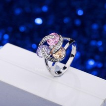 Mer fashion ladies cz jewelry 3 twist tiny round multi color crystal stone 925 sterling thumb200