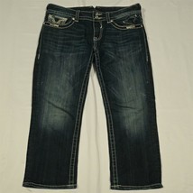 Vigoss 29 x 21 The New York Capri Dark Bold Stitch Stretch Denim Jeans - £27.51 GBP