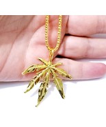 Dainty Gold Leaf Charm Necklace, Hemp Leaf Pendant Necklace, Best Friend... - £21.95 GBP