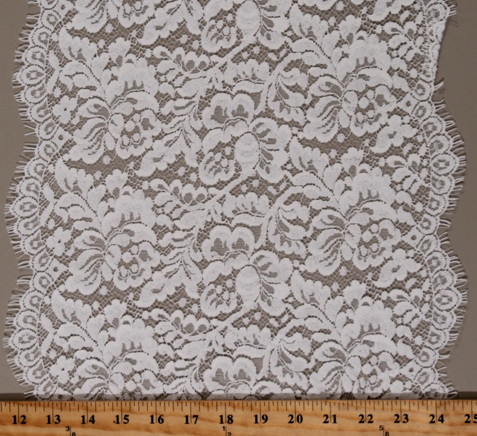 Double-Edge Scallop Floral &amp; Leaf Off-White Lace Trim Fabric by Yard M40... - $3.97