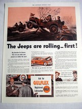 1942 WWII Ad Gulflex Registered Lubrication Gulf The Jeeps Are Rolling-F... - $9.99