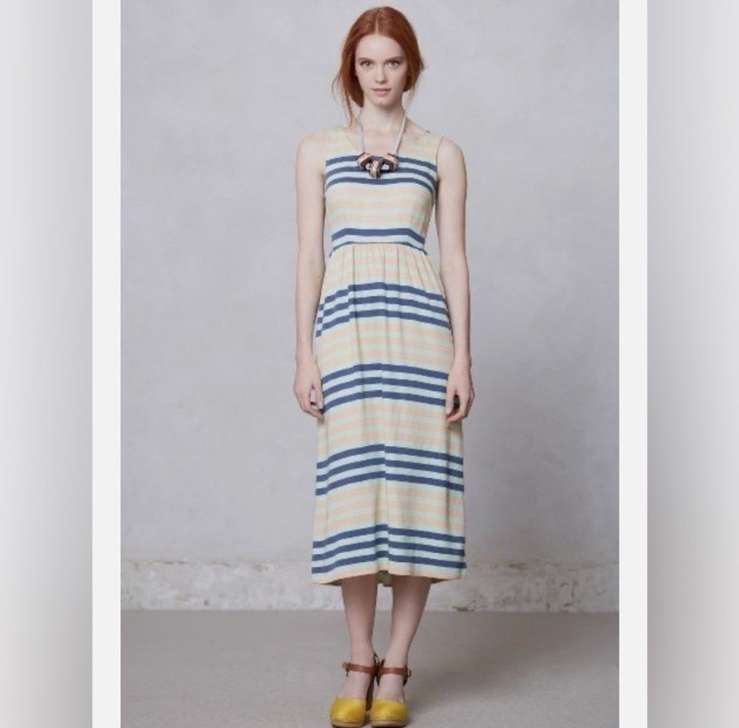 Dusen Dusen Spring Striped Midi Dress Size 2 - $39.59