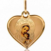 Pendentif médaillon chrétien mère de la Vierge Marie en or massif 14 carats - $188.55