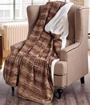 WOODEN RIBBON Striped Soft Faux Fur Luxury Sherpa Throw Blanket 50 in x 70 in