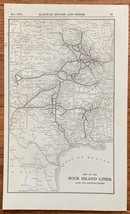 1923 Antique ROCK ISLAND LINES Map Vintage RAILWAY Map - £7.84 GBP