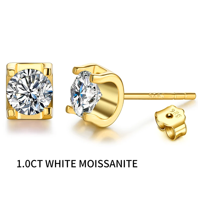0.5 Carat D Color Moissanite Diamond Stud Earrings For Women Moissanite Gold Pla - £130.66 GBP