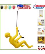 Unique Climbing Man Wall Sculpture with 30-Inch Leather Rope - Motivatio... - $87.79 CAD