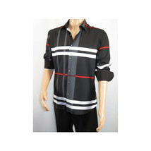 Men Sports Shirt by DE-NIKO Long Sleeves Fashion Print Soft Modal NK1010 Black image 11