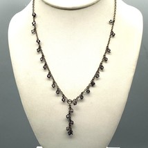 Vintage Delicate Lavalier Necklace with Tiny Bicone Dangles on Silver Tone - £22.78 GBP