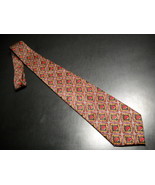 A Rogers Neck Tie Sailboats Red Background with Repeating Sailboats Gold Black - $10.99