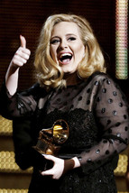 Adele Thumbs Up Holding Grammy 18x24 Poster - $23.99