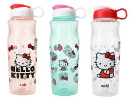 NEW Zak Hello Kitty Glitter Water Bottle 30 oz translucent pink, white, or green - £10.23 GBP