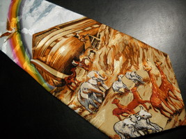 Eagles Wings Neck Tie Noah and Ark After the Flood Animals Leave Under Rainbow - $9.99