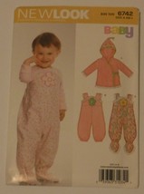 New Look Sewing Pattern # 6742 Babies 4 Sizes in 1 One Piece Pajamas Coat - $4.99