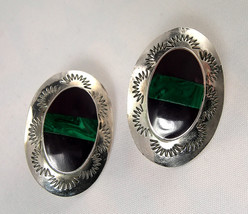 Earrings - Mexico 925 Sterling Silver Malachite Post  - $30.00