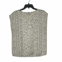 Ann Taylor LOFT Petites Sleeveless Top Size MP Light Yellow Black Gray Splotches - $14.54