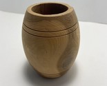 Vintage Hand Carved Wooden Vase 4 inch  and 3 inches deep no finish - £9.62 GBP