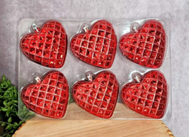 Valentines Day Ornaments Red Pink Glitter Hearts 3.25&quot; Plastic Criss Cro... - $12.99