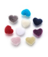4 Fuzzy Heart Cabochons Flatbacks Furry Flat Back Assorted Lot Jewelry 17mm - £3.72 GBP