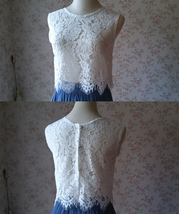 Summer White Lace Crop Top Wedding Bridesmaid Custom Size Sleeveless Lace Tops