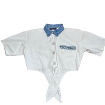 Vintage Southwestern Crop Top Pearl Button Collared Tie Waist Size Small - $29.00