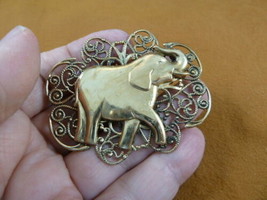 (b-ele-175) Elephant filigree brass pin pendant elephants zoo safari Rep... - $19.62