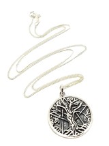 Tree of Life Necklace Pendant 925 Sterling Silver 18&quot; Chain Pagan Wicca Boxed - £30.15 GBP